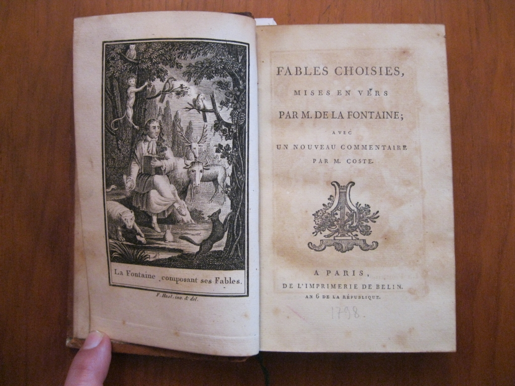 Fábulas de La Fontaine, 2 tomos, 1798. Con numerosos grabados